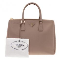 مملوكة مسبقًا Prada Nude Saffiano Double Zip Lux Tote