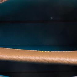 Pre Owned Prada Brown Saffiano Cuir Leather Double Handle Tote