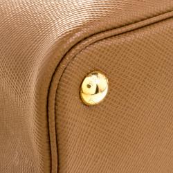 Pre Owned Prada Brown Saffiano Cuir Leather Double Handle Tote