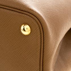 Pre Owned Prada Brown Saffiano Cuir Leather Double Handle Tote