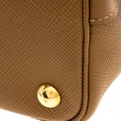 Pre Owned Prada Brown Saffiano Cuir Leather Double Handle Tote