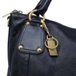 Pre Owned Prada Black Pebbled Leather Hobo