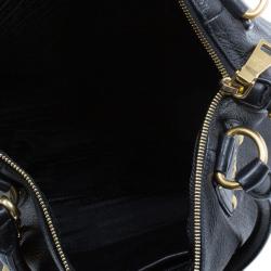 Pre Owned Prada Black Pebbled Leather Hobo