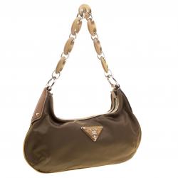 Pre Owned Prada Fatigue Green Nylon Shoulder Bag