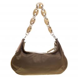 Pre Owned Prada Fatigue Green Nylon Shoulder Bag