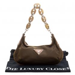 Pre Owned Prada Fatigue Green Nylon Shoulder Bag