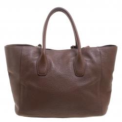 Pre Owned Prada Brown Vitello Daino Leather Shopper Tote