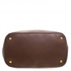 Pre Owned Prada Brown Vitello Daino Leather Shopper Tote