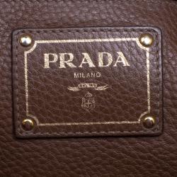 Pre Owned Prada Brown Vitello Daino Leather Shopper Tote