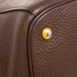 Pre Owned Prada Brown Vitello Daino Leather Shopper Tote