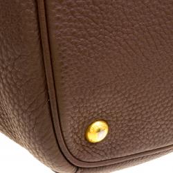 Pre Owned Prada Brown Vitello Daino Leather Shopper Tote