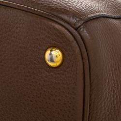 Pre Owned Prada Brown Vitello Daino Leather Shopper Tote