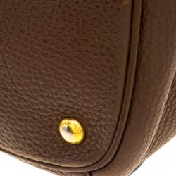 Pre Owned Prada Brown Vitello Daino Leather Shopper Tote