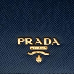 Pre Owned Prada Prussian Blue Saffiano Leather Continental Wallet