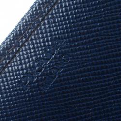 Pre Owned Prada Prussian Blue Saffiano Leather Continental Wallet