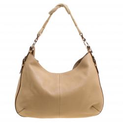 Pre Owned Prada Beige Vitello Daino Leather Rope Knot Hobo