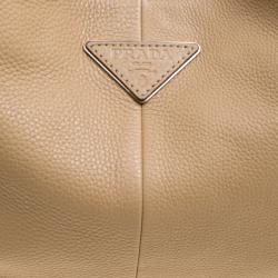 Pre Owned Prada Beige Vitello Daino Leather Rope Knot Hobo