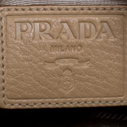 Pre Owned Prada Beige Vitello Daino Leather Rope Knot Hobo