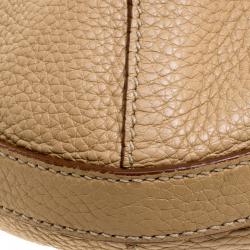 Pre Owned Prada Beige Vitello Daino Leather Rope Knot Hobo