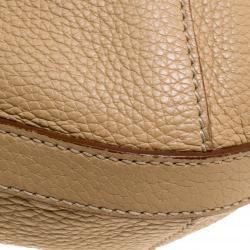 Pre Owned Prada Beige Vitello Daino Leather Rope Knot Hobo