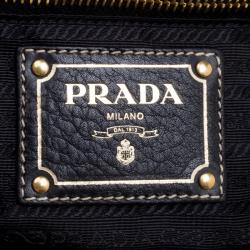 Pre Owned Prada Black Woven Straw and Leather Eyelet Frame Satchel