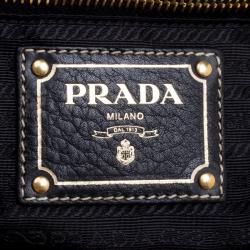 Prada Black Woven Straw and Leather Eyelet Frame Satchel