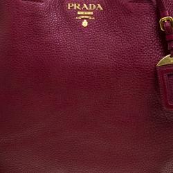 Pre Owned Prada Burgundy Vitello Daino Leather Shopper Tote