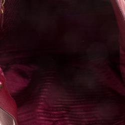 Pre Owned Prada Burgundy Vitello Daino Leather Shopper Tote