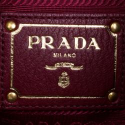 Pre Owned Prada Burgundy Vitello Daino Leather Shopper Tote