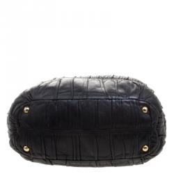 Pre Owned Prada Black Nappa Gaufre Leather Shopping Tote