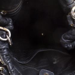 Pre Owned Prada Black Nappa Gaufre Leather Shopping Tote