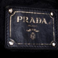 Pre Owned Prada Black Nappa Gaufre Leather Shopping Tote