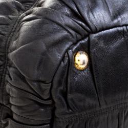 Pre Owned Prada Black Nappa Gaufre Leather Shopping Tote