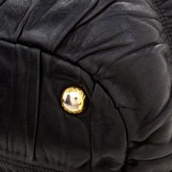 Pre Owned Prada Black Nappa Gaufre Leather Shopping Tote