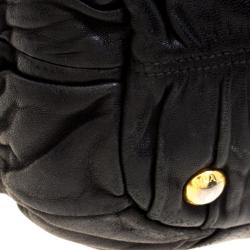 Pre Owned Prada Black Nappa Gaufre Leather Shopping Tote