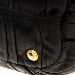 Pre Owned Prada Black Nappa Gaufre Leather Shopping Tote