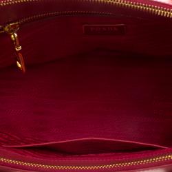 Pre Owned Prada Red Saffiano Lux Leather Double Zip Tote