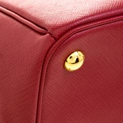 Pre Owned Prada Red Saffiano Lux Leather Double Zip Tote