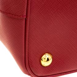 Pre Owned Prada Red Saffiano Lux Leather Double Zip Tote