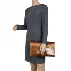 Pre Owned Prada Brown Multi Tone Sequined Clutch