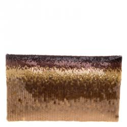 Pre Owned Prada Brown Multi Tone Sequined Clutch