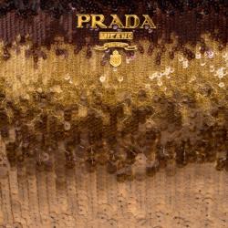 Pre Owned Prada Brown Multi Tone Sequined Clutch