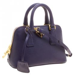Pre Owned Prada Violet Saffiano Lux Leather Mini Promenade Crossbody Bag
