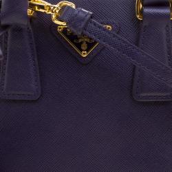 Pre Owned Prada Violet Saffiano Lux Leather Mini Promenade Crossbody Bag