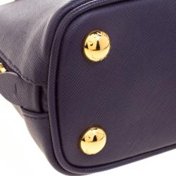 Pre Owned Prada Violet Saffiano Lux Leather Mini Promenade Crossbody Bag