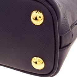 Pre Owned Prada Violet Saffiano Lux Leather Mini Promenade Crossbody Bag
