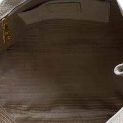 Pre Owned Prada Off White Vitello Daino Leather Shopper Tote