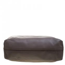 Pre Owned Prada Taupe Soft Leather Large Shopping Tote