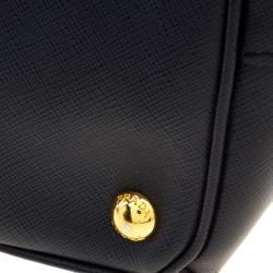 Pre Owned Prada Blue Bicolor Saffiano Lux Leather Medium Double Zip Tote