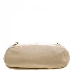 Pre Owned Prada Beige Leather Bead Embellished Hobo